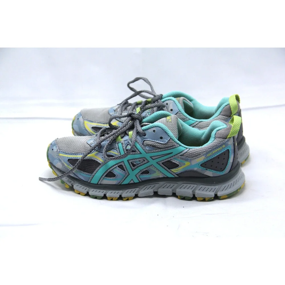 Asics Gel Scram 3 Running Shoes Women's Size 7 Gray Teal Camo Trail T6K7N